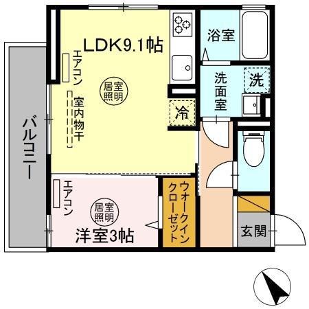 アマービレ成田(1LDK/2階)の間取り写真