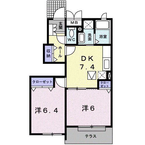 パークサイド和(2DK/1階)の間取り写真