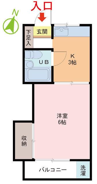 岡本レジデンス(1K/2階)の間取り写真