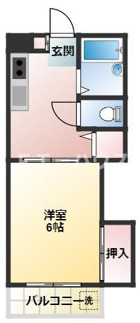 屋敷グリーンハイツ B(1DK/1階)の間取り写真