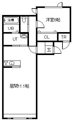 UMIII(1LDK/1階)の間取り写真