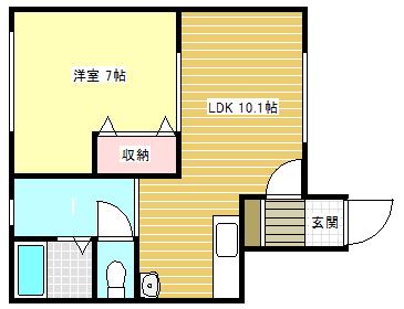 コーポイシグロII(1LDK/2階)の間取り写真