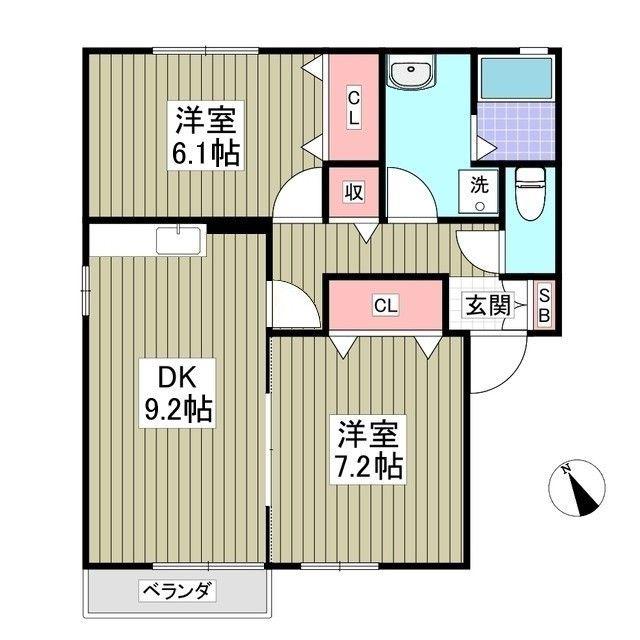 メゾンH&M 2番館(2DK/1階)の間取り写真