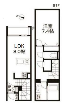 LEGALAND参宮橋(1LDK/1階)の間取り写真