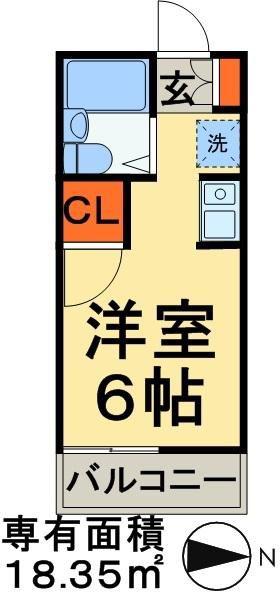 川村ハイム(ワンルーム/2階)の間取り写真