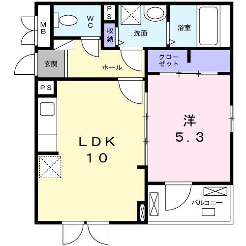 シリウスA(1LDK/2階)の間取り写真