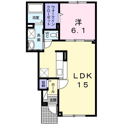 ヴィア・ラッテア(1LDK/1階)の間取り写真