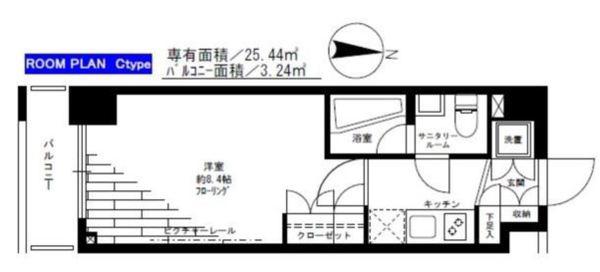 ステージファースト両国アジールコート(1K/2階)の間取り写真