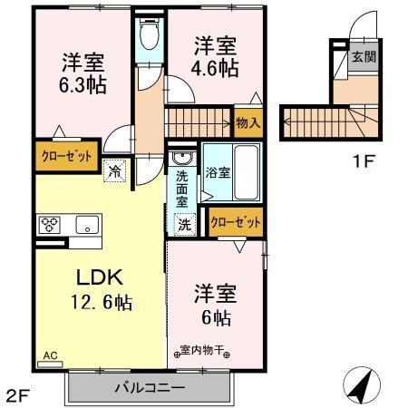 リジェールN(3LDK/2階)の間取り写真