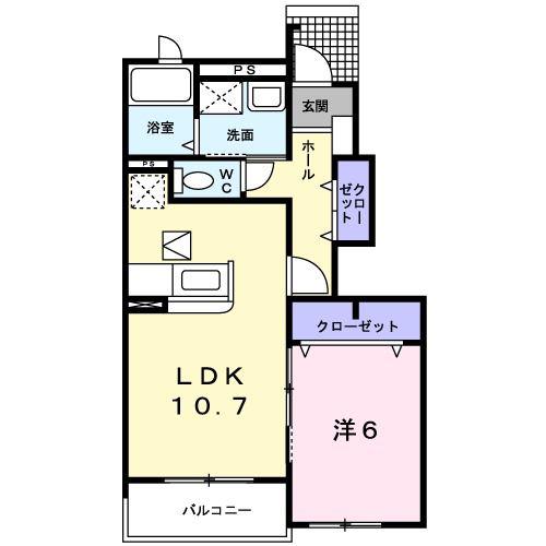 プリムローズ・クリーク(1LDK/1階)の間取り写真