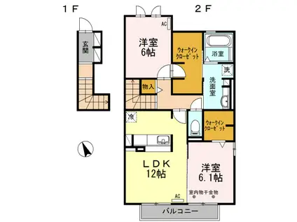 ＪＲ東海道本線 片浜駅 徒歩21分 2階建 築11年(2LDK/2階)の間取り写真