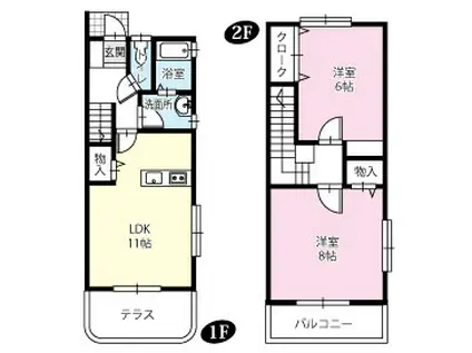 ニュークレストII(2LDK/1階)の間取り写真