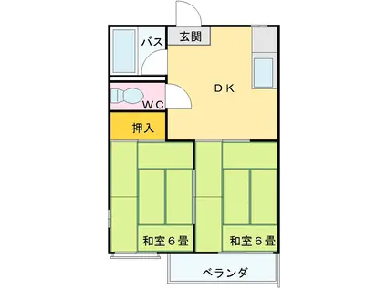 ニューエルム(2DK/2階)の間取り写真