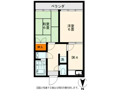 ツツミビル(2K/4階)の間取り写真