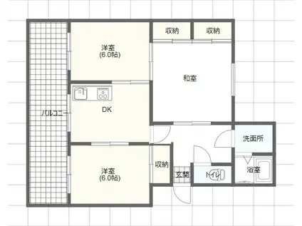 リバーサイド楠(3DK/3階)の間取り写真