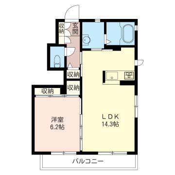 エスポワールC棟(1LDK/1階)の間取り写真