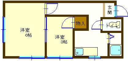 プチマイム(2K/2階)の間取り写真