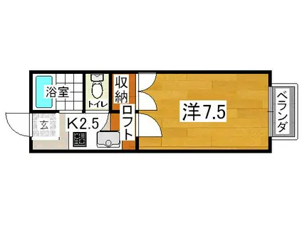 ラ・フォーレ小松島(1K/2階)の間取り写真