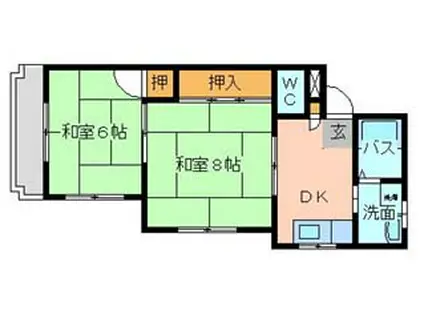 シャトレ緑ヶ丘(2K/4階)の間取り写真