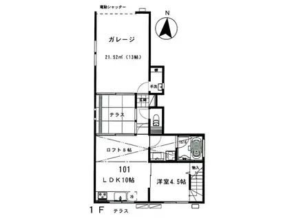 コージーハウス(1LDK/1階)の間取り写真