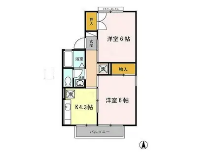 パークハイツ2(2K/2階)の間取り写真