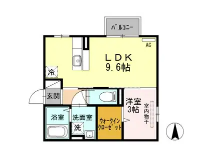 チェルキオ B201(1LDK/2階)の間取り写真
