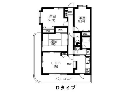 クレール上今井弐番館(3LDK/5階)の間取り写真