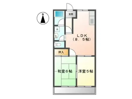 エスポワールオクダI(2DK/2階)の間取り写真