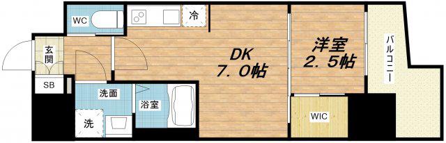 エスグランデ難波サウス(1DK/5階)の間取り写真