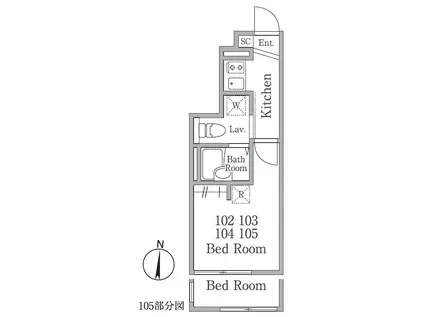 REBERTY亀有(1K/1階)の間取り写真