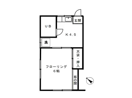 ハウスクボデラ(1DK/2階)の間取り写真