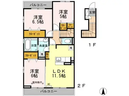 アネックスフジミ(3LDK/2階)の間取り写真