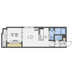 フェリオ南郷通(1LDK/4階)の間取り写真