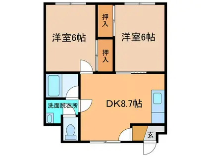 矢川マンション(2DK/3階)の間取り写真