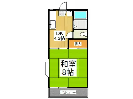 ファミーユミカミ(1DK/2階)の間取り写真
