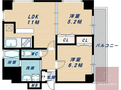 リーガル新大阪VI(2LDK/6階)の間取り写真