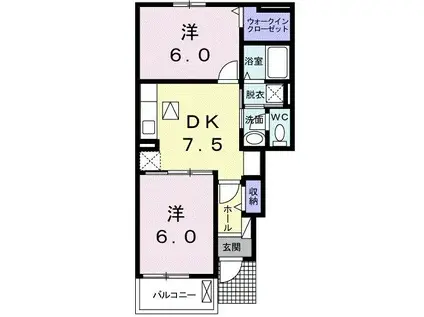 ジェルメ・カーサIII B(2DK/1階)の間取り写真