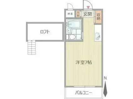 グランアクア東大阪(ワンルーム/3階)の間取り写真