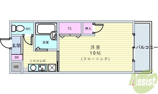 カルム東豊中(1K/5階)の間取り写真