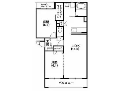 フロレスタハヤシ(2LDK/2階)の間取り写真