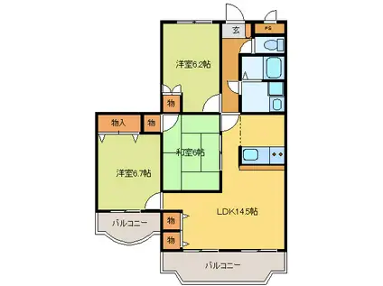 中川ファーストマンションV(3LDK/3階)の間取り写真