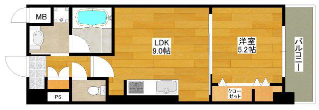 ハーヴェスト江坂(1LDK/6階)の間取り写真