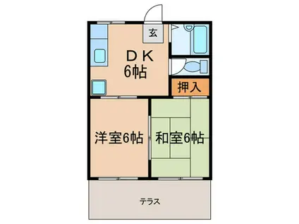 ヴィラ正城北棟(2DK/1階)の間取り写真