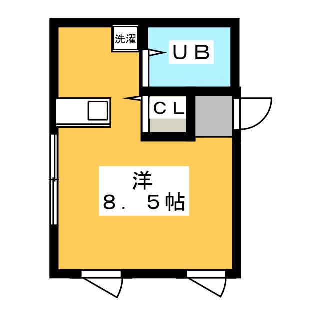 祐光高野ビル(ワンルーム/2階)の間取り写真