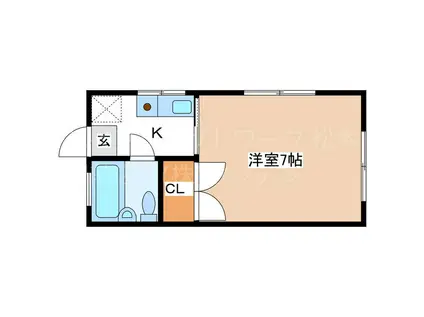 レジデンス女鳥羽(1K/1階)の間取り写真