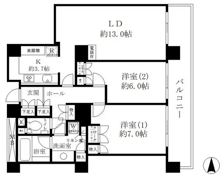 リバーポイントタワー 6階階 間取り