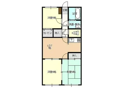 ユーミー和田山(3LDK/1階)の間取り写真