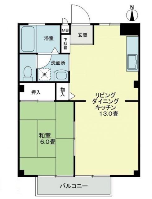 フォブール円座II(1LDK/2階)の間取り写真