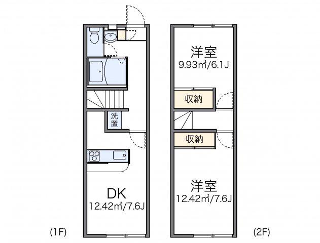 レオパレス新名(2DK/1階)の間取り写真