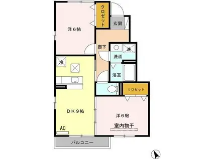 N COURT(2LDK/1階)の間取り写真